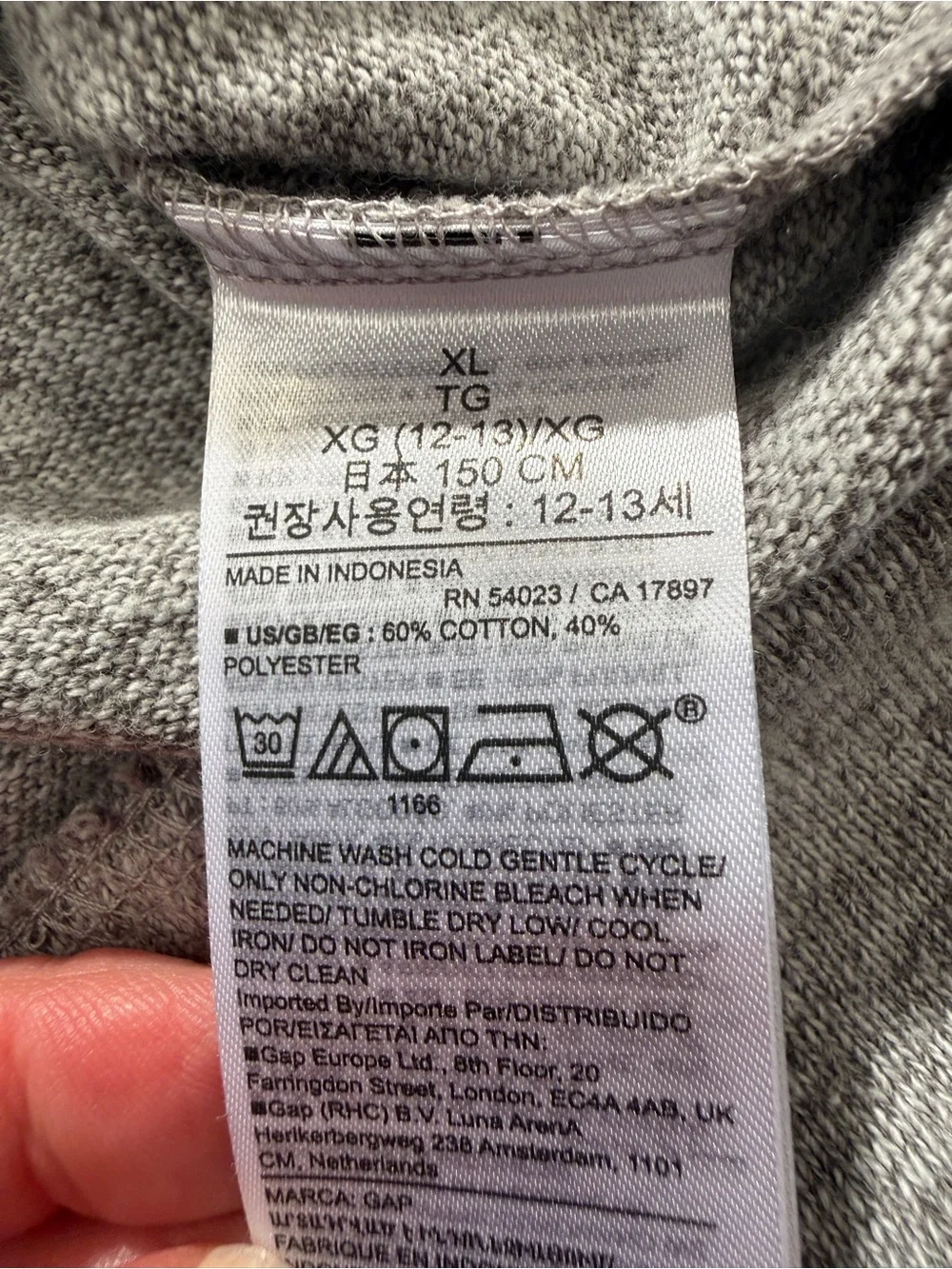 GAP Kids Gray Heathered Knit Pullover Hoodie Sweatshirt Youth XL 12-13